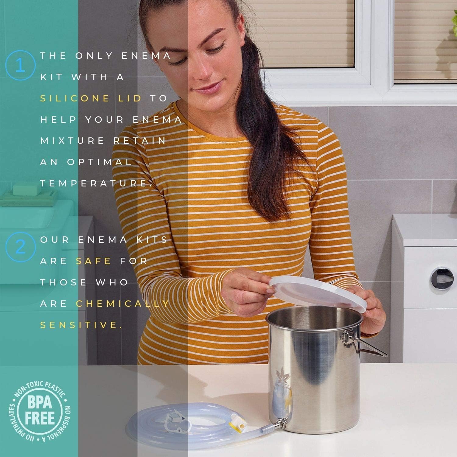 Medisential Enema Kit - Suitable for Coffee, Water and Gerson Therapy - Stainless Steel Bucket - Large for Home Use - Relaxing and Comfortable to Use - with Full Instructions Manual & Enema Bulb: Health & Personal Care