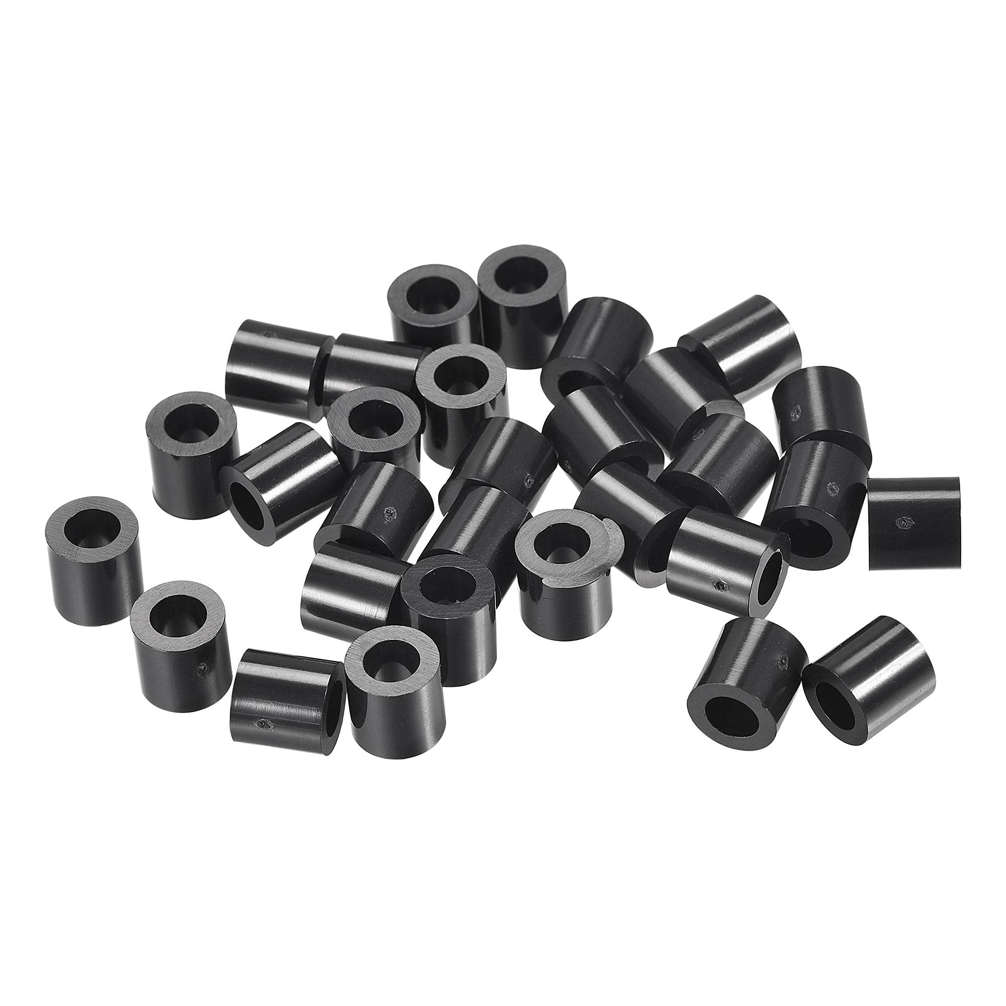 sourcing map ABS Round Spacer Washer ID 4.2mm OD 7mm L 7mm Plastic Standoff for 3D Printer TV Wall Mounting Electrical Outlet, Black, 300Pcs