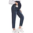 POSHGLAM Women's Maternity Jeans Over Belly Comfy Stretch Boyfriend Jeans Loose Pregnancy Pants, S-XXL