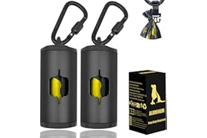SHAOUMAN Metal Dog Poop Bag Holder 2-Pack w/Leash Clip|Durable Scratch-Resistant Aluminum|30 Bags+6 Accessories（Black）
