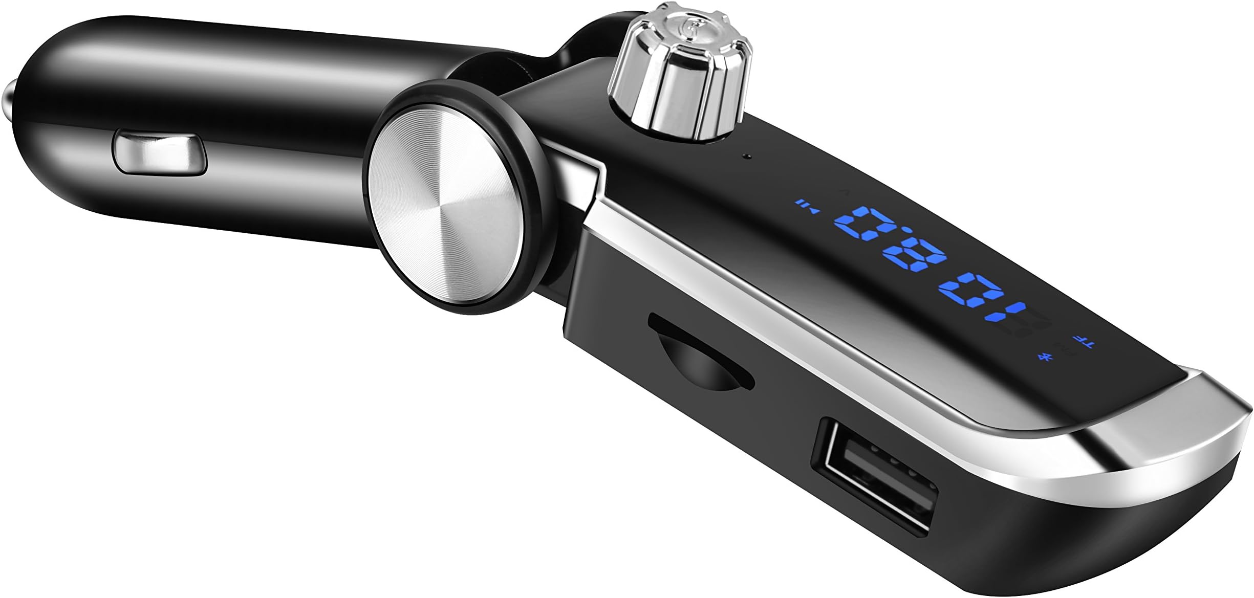 SIPARNUO Universal Wireless in-Car Bluetooth FM Transmitter Radio Adapter Car Kit MP3 Player TF Card Slot with USB Car Charging Hands Free Calling for iPhone, Samsung and More.