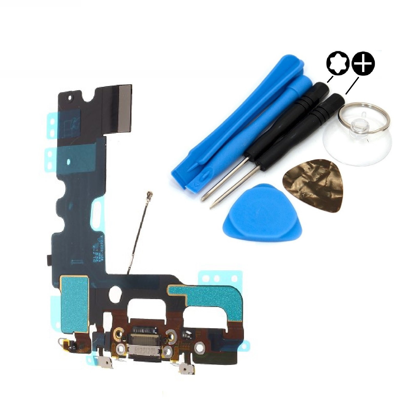 iReplaceParts Charging Port For Apple iPhone 7 (4.7") Black Dock Connector Replacement With Lower Microphone & Antenna FREE Tool Kit 821-00270-A