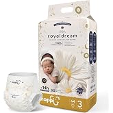 Hoppi Royal Dream Baby Diapers Size 3, 44 Count, 14-24 lbs | TCF Hypoallergenic Baby Diapers with Fast Absorb Core, Cloud-Soft Feel, 14-Hour Protection for Heavy Wetters and Naps