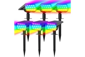 WELALO Solar Color Changing Spot Lights Outdoor, Waterproof Solar Halloween Lights, 7 Modes Multicolor RGB Landscape Spotlights for Garden Yard Driveway Lawn Patio Pathway Christmas Decorations 6 Pack