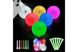 Crestgolf Glow in The Dark Golf Balls with Glow Tees, Super Bright Light Up LED or Light Activated Balls with 12-Minute Reset Timer, Fun Gift for Men and Women, Backyard Putting Greens