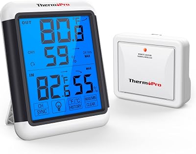 ThermoPro TP65C Digital Wireless Hygrometer with 4 inch Backlit Touchscreen
