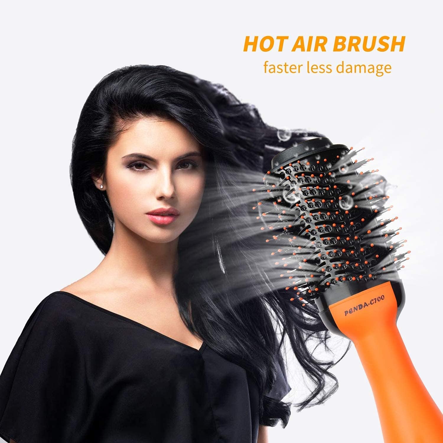 VINMEN Hot Air Brush,Hair Dryer ,Hair Dryer ,Hair Curler,Hair Straightener,Hair Comb, 4 in 1 Multifunctional hot air Comb,Hair Styling Tools , for Fast Drying,Straightening,Curling.(Black Orange): Health & Personal Care
