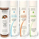Complex Brazilian Keratin Blowout Straightening Smoothing Hair Treatment 4 Bottles 300ml Kit Includes Sulfate Free Shampoo Conditioner set by Keratin Research Queratina Keratina Brasilera Tratamiento