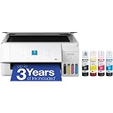 Epson EcoTank ET-2903 Wireless All-in-One Color Supertank Printer with up to 3 Years of Ink, Refillable Tanks, Perfect for Home, 11 PPM, 1.44" Color Screen, Built-in Scanner &ndash; White