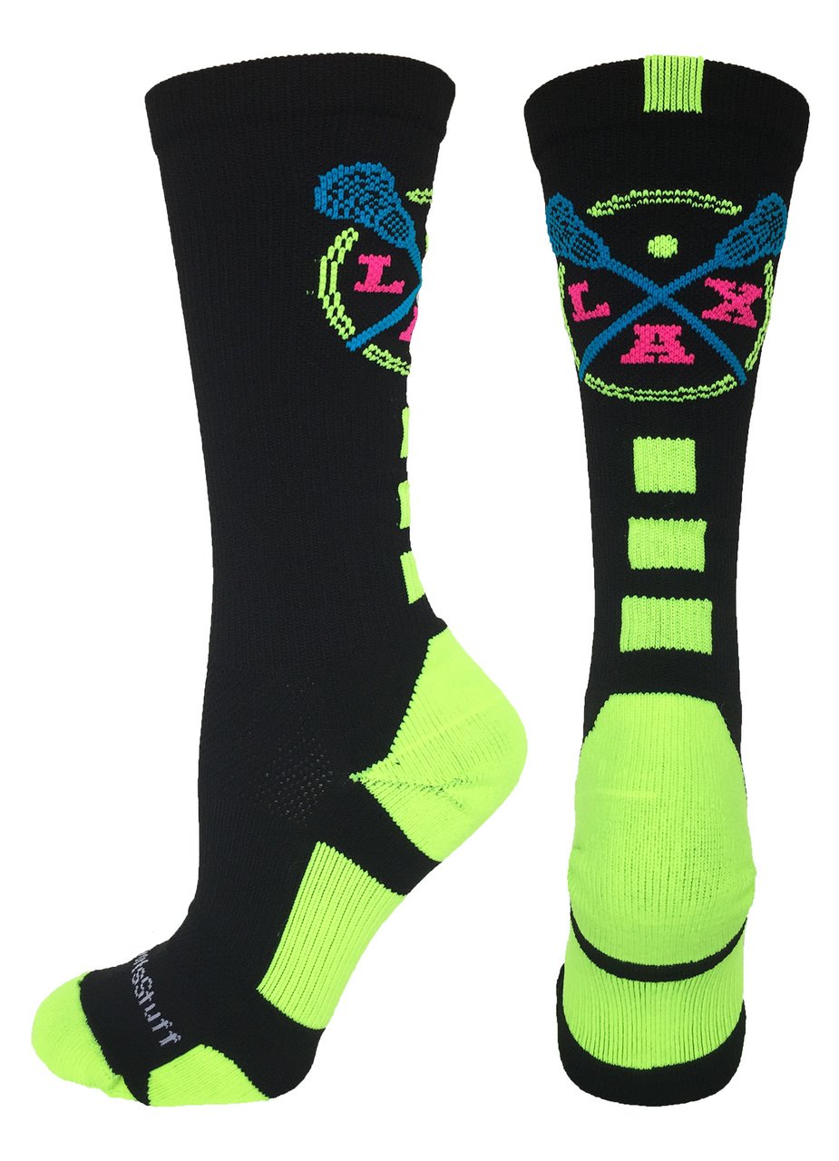 MadSportsStuff LAX Lacrosse Socks with Lacrosse Sticks Athletic Crew
