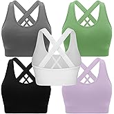 Double Couple Sports Bras for Women Padded High Impact Seamless Criss Cross Back Workout Tops Gym Activewear Bra