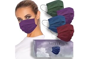 VIRTUE CODE Seamless Essentials Face Masks - Soft 3 Ply Comfort 50 Disposable Face Masks