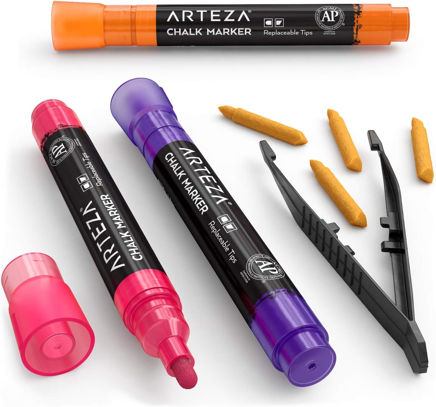 ARTEZA Liquid Chalk Pens, 16 Unique Colours: 50 Chalkboard Labels, 16 Replaceable Tips, Tweezers, and 2 Sticky Stencils - Image 3