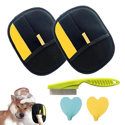 Cat Grooming Glove, Pet Hair Removal Glove, 5 Pcs Soft and Reusable Pet Grooming Gloves for Furniture, Clothes and Beds, Suitable for All Pet