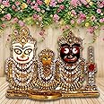 BEXCO Lord Jagannath, Balabhadra, Subhadra Idol with Sudarshan Chakra Statue for Home Decor, Car Dashboard, Home Temple - 2.5 '' inch