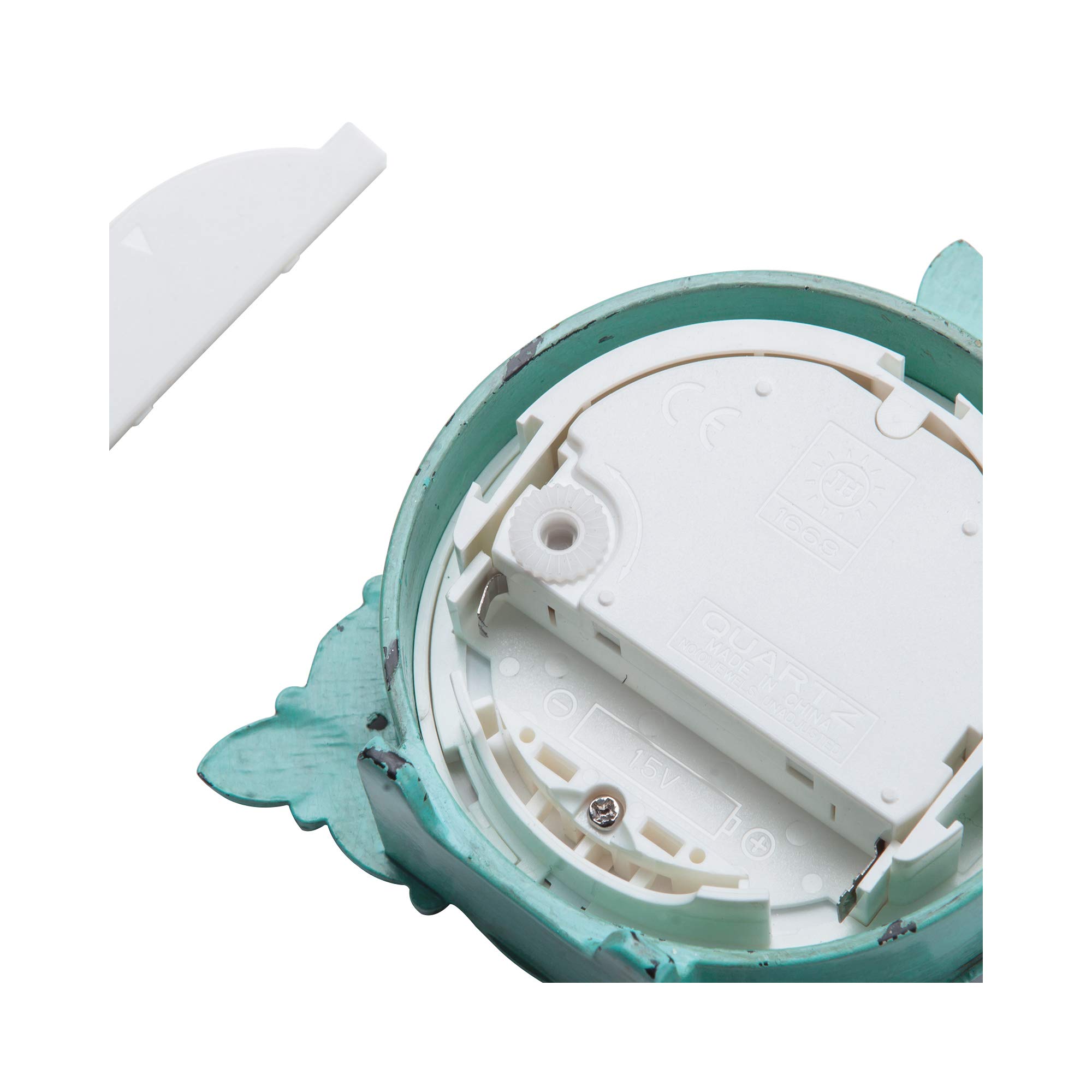 NIKKY HOME Vintage Pewter Quartz Mini Table Clock with Crystal Shining Rhinestone, 2.87 x 1.37 x 3.87 Inches, Aqua