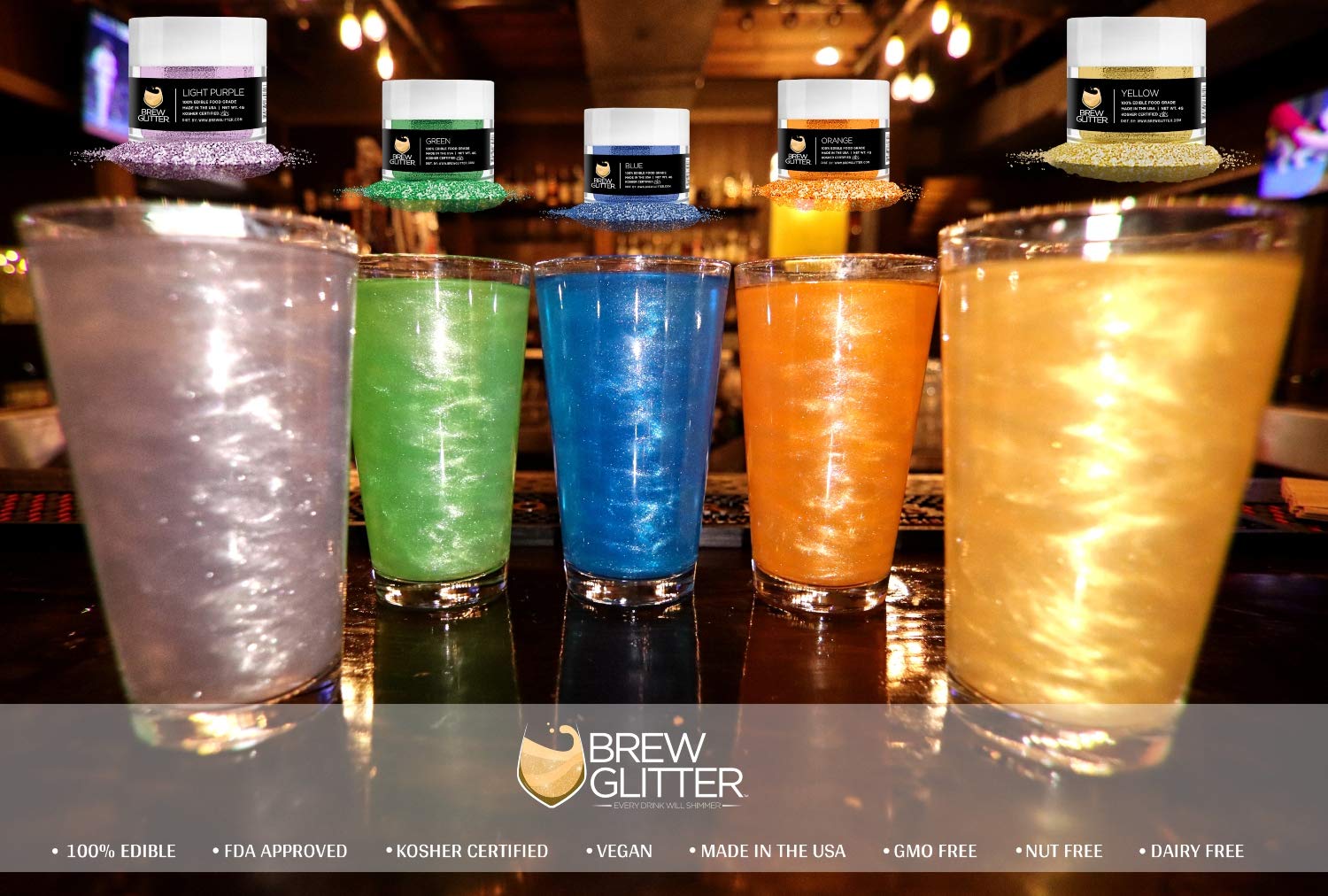 Brew Glitter (1x 4g Jar) | Edible Glitter for Drinks, Cocktails, Beer, Garnish & Beverages (Gold)
