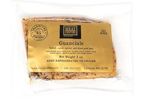 MEAT CRAFTERS MeatCrafters Guanciale, All-Natural Duroc Pork Jowls, Unsliced, Salted, Cured, Spiced & Dried, Antibiotic Free, 8oz (4-Pack)