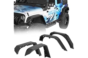 Hooke Road Enhanced Flat Fender Flares Front & Rear Wheel Fenders for 2007-2018 Jeep Wrangler JK 2/4 Doors