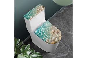Flashideas Sea Shell Toilet Lid & Tank Cover Set - 2 Pcs Stretch Toilet Covers Fits Most Tanks & Lids