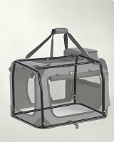 Feandrea Foldable Pet Carrier Bag Large Soft Sided Travel Crate Grey view 5