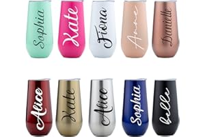 Personalized Champagne Flutes Wine Tumbler, Stemless Champagne Tumblers, Double Insulated Champagne Flute Tumblers 6oz (Rose 