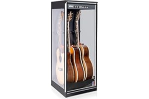 Chehery Guitar Display Case for Electric & Acoustic Guitars - Humidity Control Cabinet with Hygrometer & Humidifier | Glass Door Showcase for Collectible & Vintage Guitars | 45-60% RH Stability