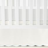 Lush Decor Coastal Chic Scalloped Edge Baby Crib Skirt Single 28" W x 52" L + 16" Drop Blue - White Crib Skirt - Baby Essentials - Coastal Nursery Decor