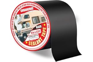 RV Roof Tape Black, 4" x 33' Automotive Butyl Sealant Tape for Processing, UV Resistant, Waterproof, Used for RV Roofs, Campe