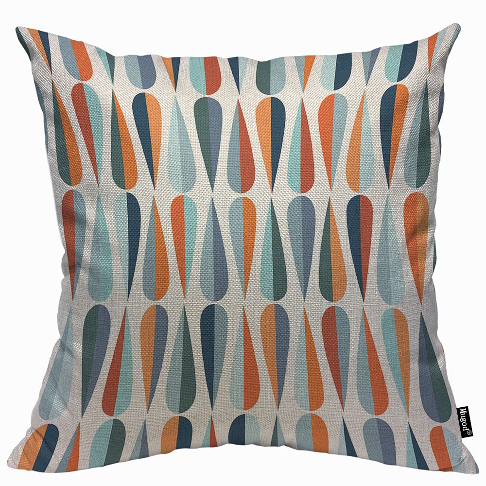 Mugod Mid-Century Modern Style Cushion Cover Throw Pillow Covers Drop Shapes in Tones Abstract Repeating Pillow Case for Men Women Decorative Home Sofa Chair Couch 45x45cm/18x18 Inch