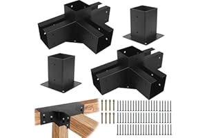 Pergola Gazebo Brackets-Kit 4x4 Yzzwer - 3-Way DIY Pergola Right Angle Corner Bracket for (3.5x3.5 Inch) Wood Beams