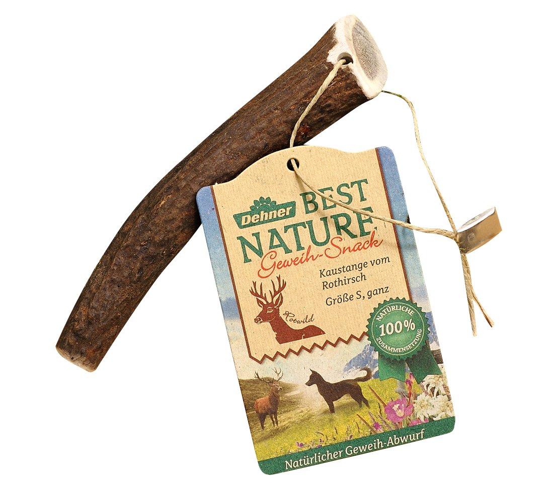 Dehner Best Nature Dog Treat Chew Made from Red Deer Antlers, Whole, S