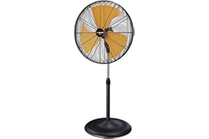 AIRWIZARD Pro Series 18 inch Oscillating High Velocity Pedestal Fan, 5400 CFM Industrial Metal Commercial Standing Fan with Aluminum Blades, 3 Speeds, Adjustable Height and Tilt, for Garage, Shop