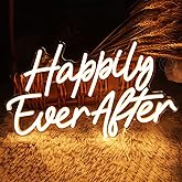SYLHOME Happily Ever After LED Neon Light Sign Wedding Party Birthday Neon Art Wall Sign Decor USB Bedroom Home Pub Decor Valentine's Day Night Light 5V Warm White 15.75"X9.2"