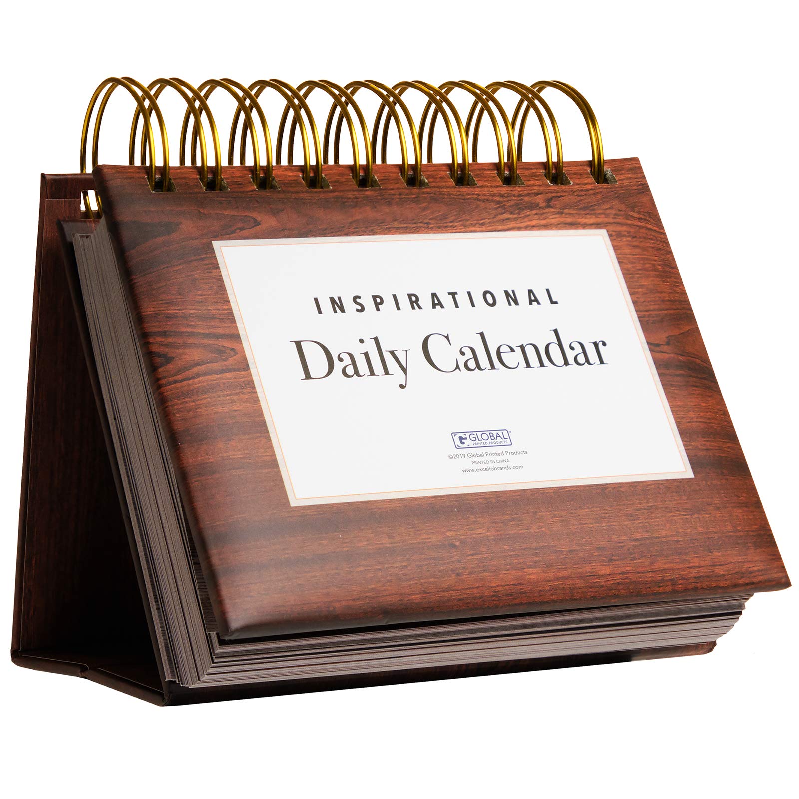 Global Printed Products Motivational & Inspirational Perpetual Daily Flip Calendar Self-Standing Easel (Woodgrain)