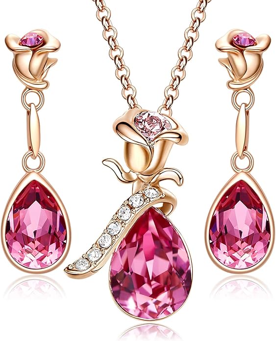 CDE Jewelry Sets for Women Rose Gold Jewelry Embellished