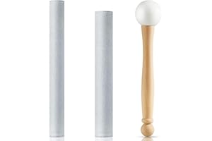 HIHEALER 3 Pieces Crystal Singing Bowl Mallet Set, Crystal Rubber Mallet With Wooden Handle Thick Suede Striker Solid and Hollow Sound Bowl Stick, Singing Bowl Meditation Accessories
