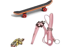PurrrfectionPet Adjustable Tortoise Leash Funny Skateboard Set, Training Harness Mini Skateboard for Turtle Dragon Bearded Lizard Small Pets, Pet Tortoise Toys, Accessories Tortoises (Pink Small)