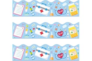 MOUNMDA 72 Feet Healthcare Workers Nurse Bulletin Board Borders for Doctor Appreciation Week Nurse Day Party Decoration Medical Nursing Nurse Graduation School Classroom Hospital Bulletin Board Décor