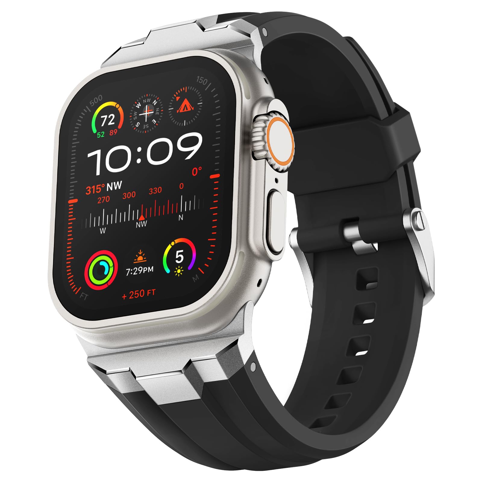 Suitisbest Rugged Sport Strap for Apple Watch Straps 49mm 46mm 45mm 44mm, Silicone Strap Band with 316L Stainless Steel Connectors for iWatch Series 11 10 9 8 7 6 5 4 3 2 1 Ultra3 2 1 SE3
