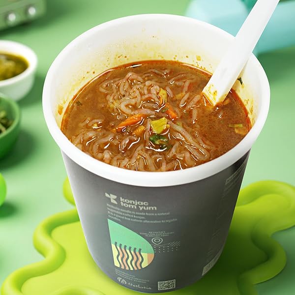 HETHSTIA SHIRATAKI NOODLE TOM YUM SOUP CUPS- 6-PACK KONJAC ANGEL HAIR PASTA, LOW CARB, READY-TO-EAT TOM YUM NOODLE BROTH, LOW GI, HEALTHY ASIAN RAMEN, KETO-FRIENDLY, HOLIDAY FOOD GIFT