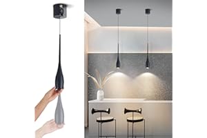 JULiN HOME Black Pendant Light for Kitchen Island, LED Dimmable Pendant Light fixtures, Small Modern Industrial Adjustable Co