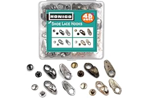 Honigo 48 Sets 4 Color Shoe Lace Hooks Alloy Shoelace Buckles Boot Hooks with Rivets for Repair/Camp/Hike/Climb Accessories Gold/Silver/Gun/Bronze