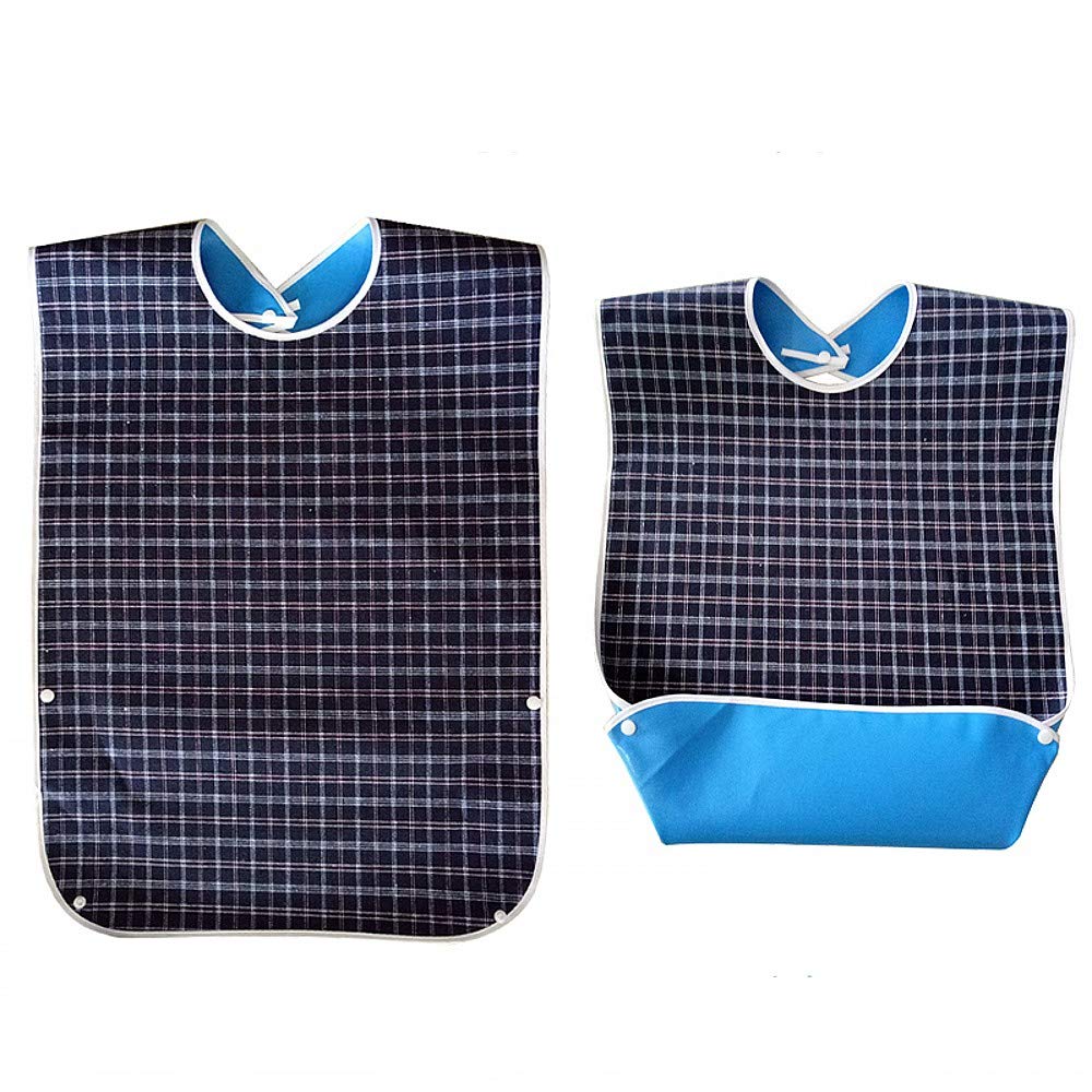 JZK Long large waterproof feeding bib for elderly, adult and teenager, washable adult dribble bib for disabled people and stroke patient