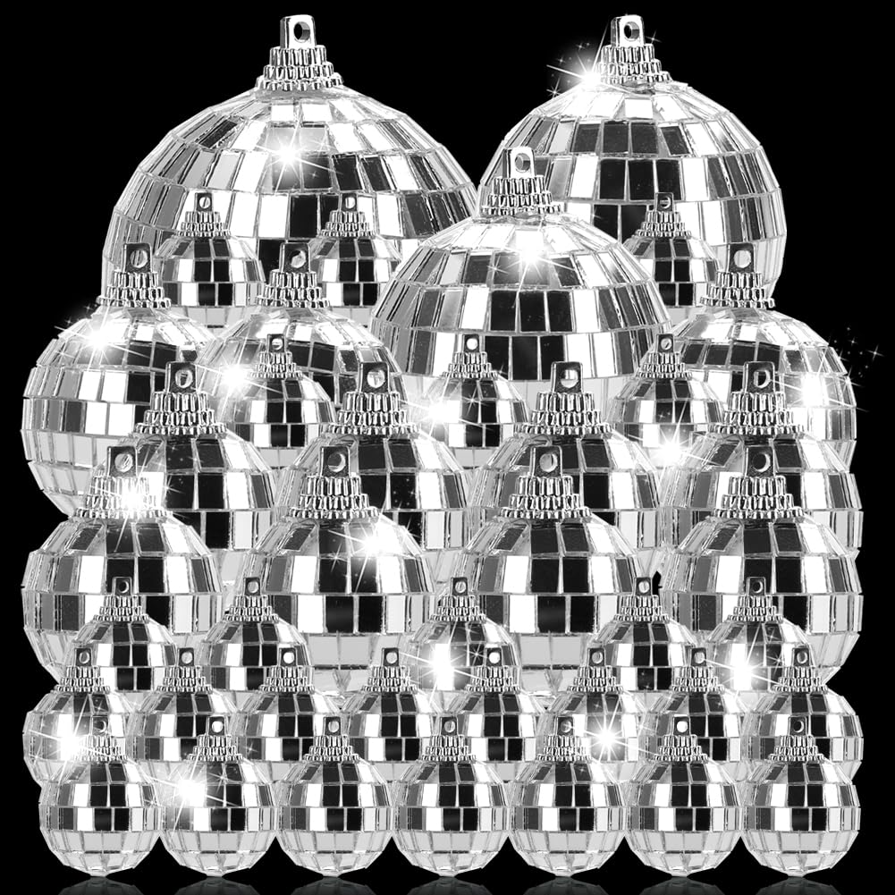 Photo 1 of *MISSING PARTS*
54Pack Disco Ball, Hanging Mirror Disco Ball Ornaments 70s Disco Party Decorations Mini Silver Reflective Christmas Balls for Holiday Wedding Xmas Tree Home Decor