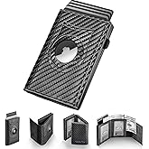 Wallet for Men Minimalist Compact Pop Up Credit Card Holder, Front Pocket Smart RFID Blocking Mens Slim Wallet,Ultra Thin Trifold Mens Leather Wallets Metal Aluminum Card Case with 2 ID Window