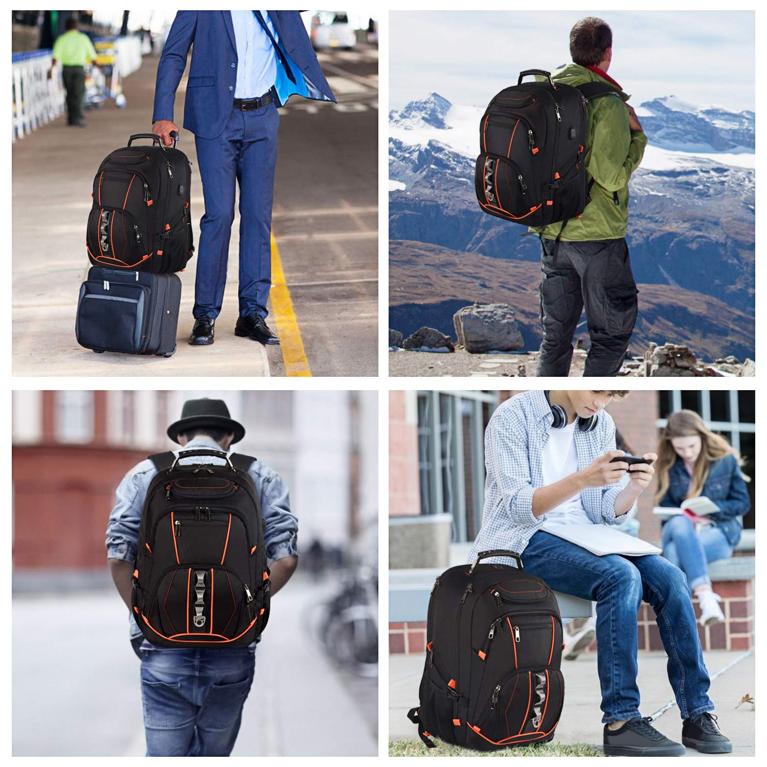 Travel Laptop Backpack,Extra Large 18.4 inch Gaming Laptop Backpacks with USB Charging Port,Big Capacity TSA Friendly RFID Anti Theft Pocket Durable College unisex Heavy Duty Computerbag