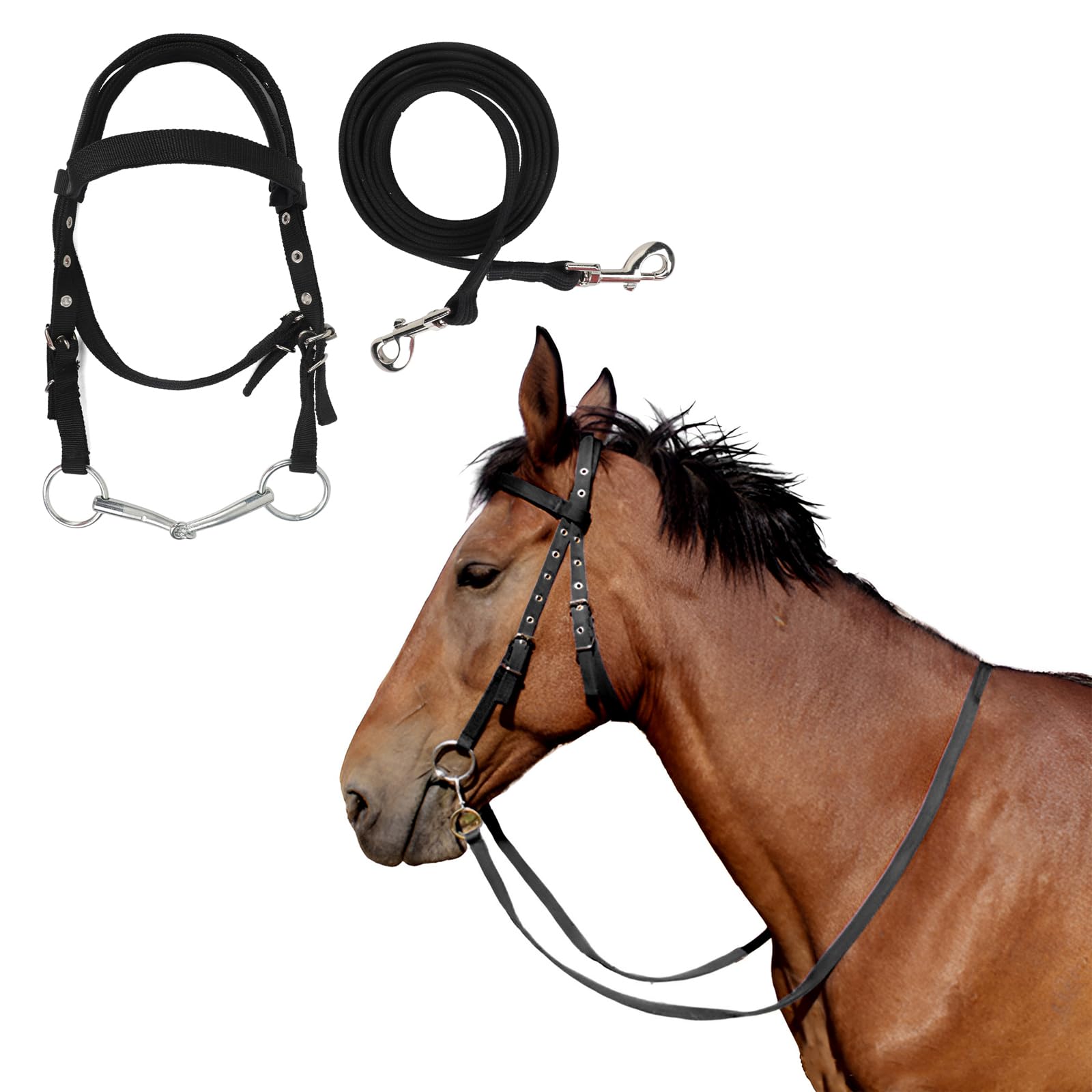 Horse Bridle with Rein Horse Headstall with Bits Rope Halters for Horses Halter Harness Bridle Reins