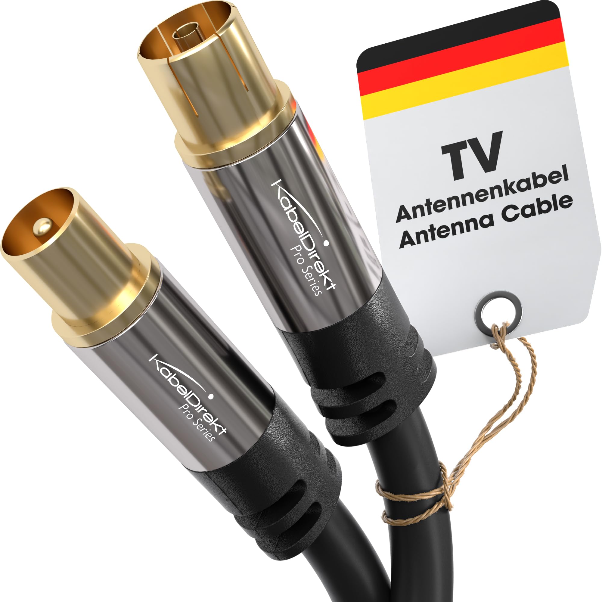KabelDirekt – 4K TV Aerial Cable, Coaxial Cable – 1.5m – For Digital & Analogue TV, Metal Connectors – Available in 0.5-20m (Plug to Socket, for DVB-C/DVB-T/DVB-S, black)