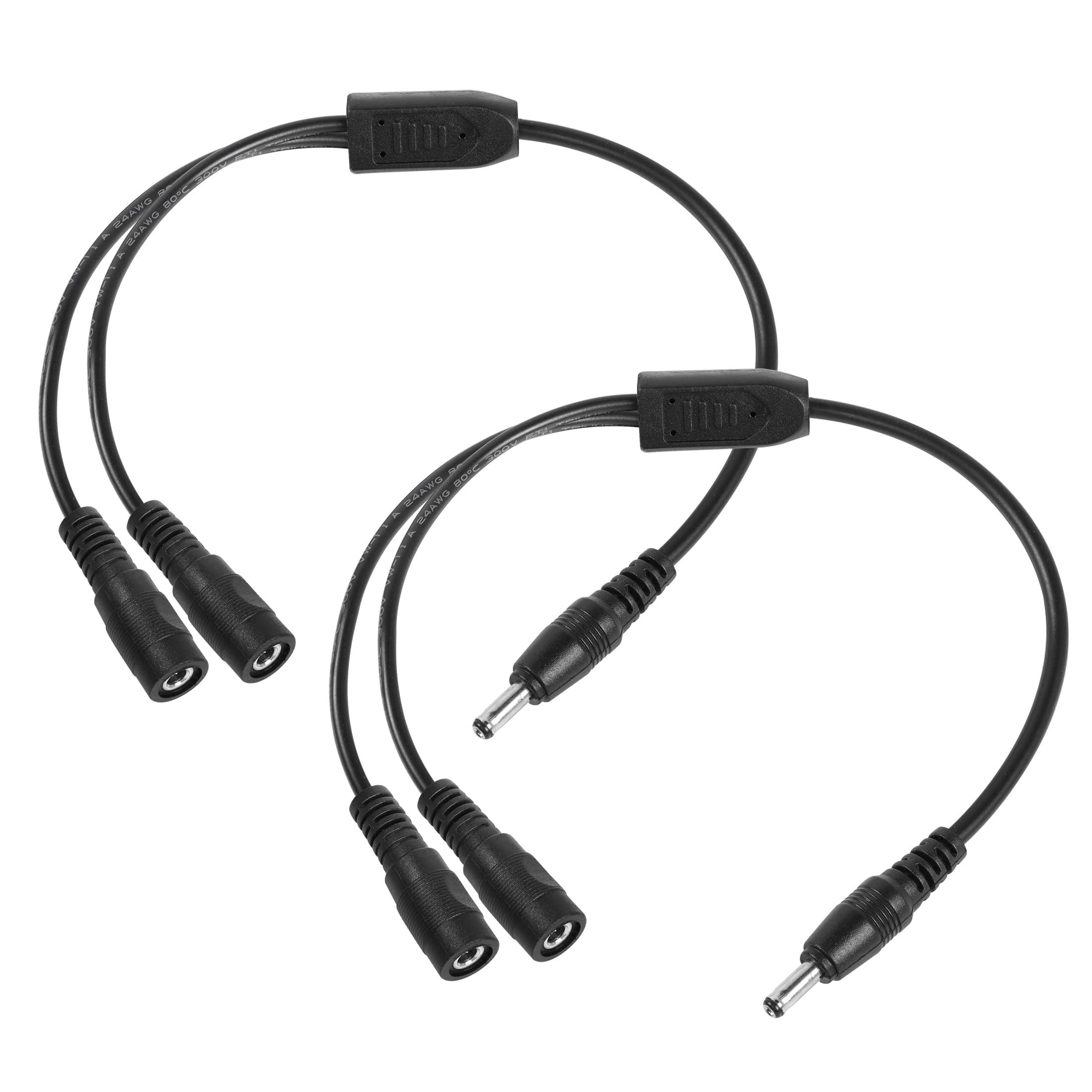 YACSEJAO DC Y Splitter Cable 2PCS 12V DC 3.5mm x 1.35mm 1 Male to 2 Female Adapter Cord for CCTV Security Camera, DVR, HDVD, LED Strip Light(1FT/30CM)